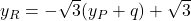 y_R=-\sqrt{3} (y_P+q)+ \sqrt{3}