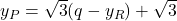 y_P=\sqrt{3} (q-y_R) + \sqrt{3}