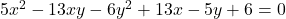 5x^2-13xy-6y^2+13x-5y+6=0